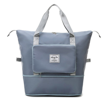 Afbeelding waarop de Beggo waterdichte en uitbreidbare tas is te zien in de kleur blauw